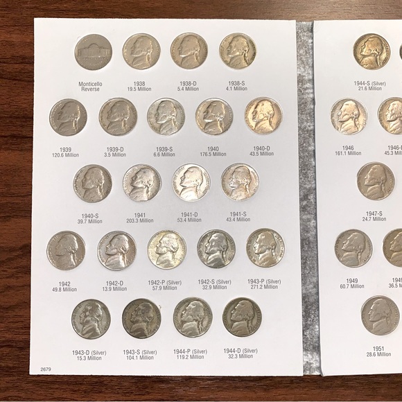 Jefferson Nickel 1938-1961 Coin Folder Full Collection Only $5.95 S&H! - Picture 7 of 13